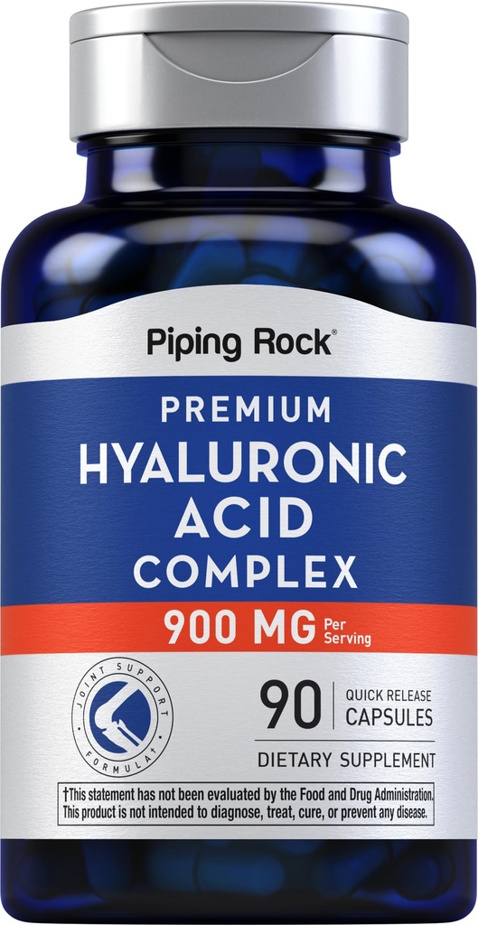 Piping Rock Hyaluronic Acid Capsules | 900mg | 90 알약 | MSM 및 Collagen의 보충 | 여성용 프리미엄 복합체 | Non-GMO, 글루텐 프리