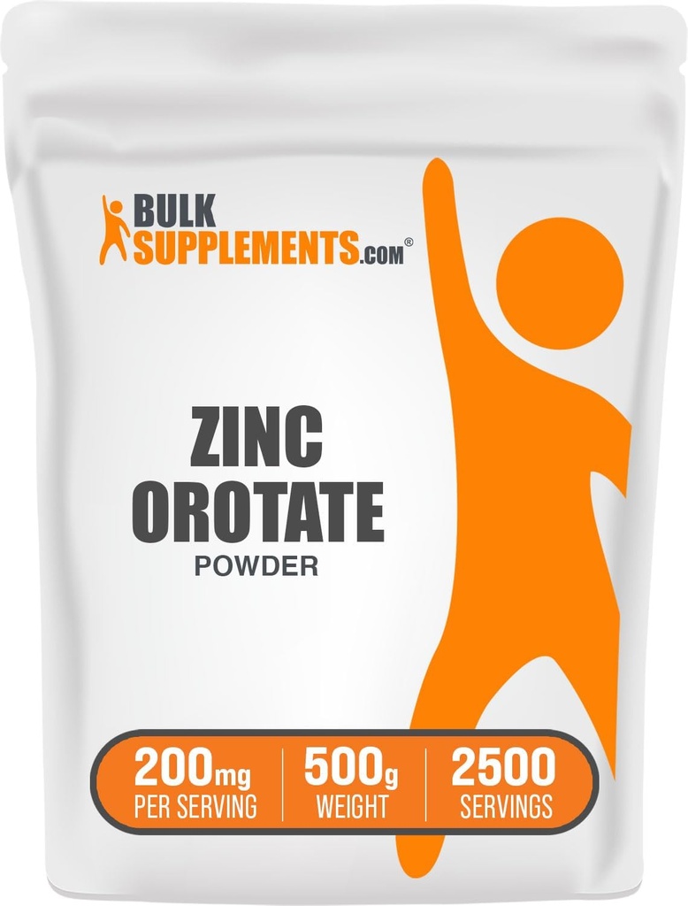 BulkSupplements.com 아연 Orotate 분말 - Immune 지원을위한 아연 광물 보충 - 글루텐 무료, 서빙 당 200mg, 500g (1.1 파운드) (팩 1)