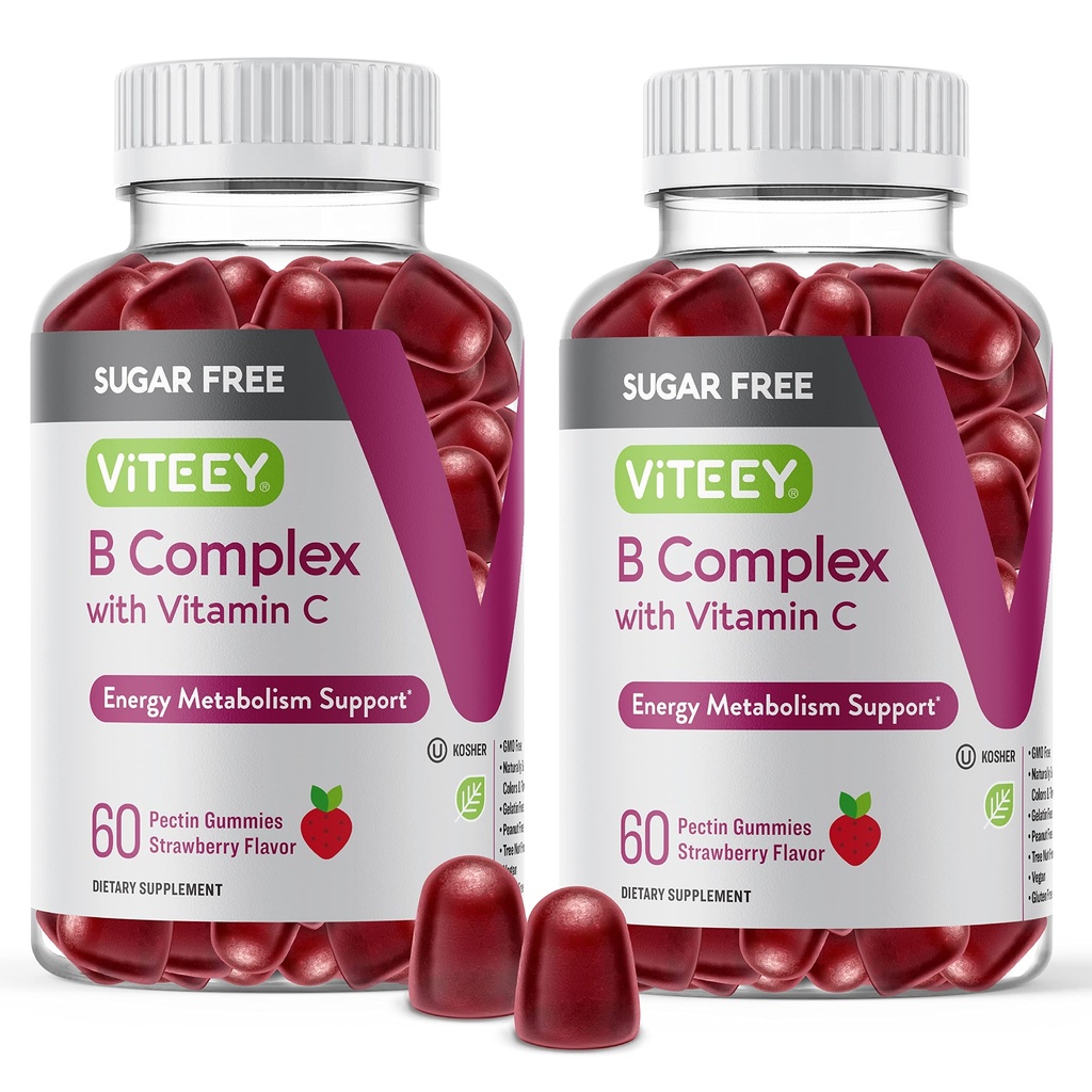 비타민 C, Sugar Free - Energy, Metabolism & Nerve Health - B6, B12, Folic Acid, Biotin - Vegan, Gelatin Free, GMO Free - 맛있는 치즈 맛 거미