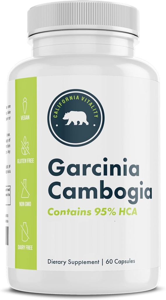 Garcinia Cambogia, 95 % HCA 60 캡슐, Chromium - 미국에서 만든, Vegan, Non-GMO, 글루텐 - 무료, Dairy-Free
