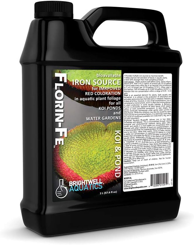 Brightwell Aquatics Florin Fe - Pond Aquatic Plant의 빨간색과 녹색 색채에 대한 철 보충, 2 리터