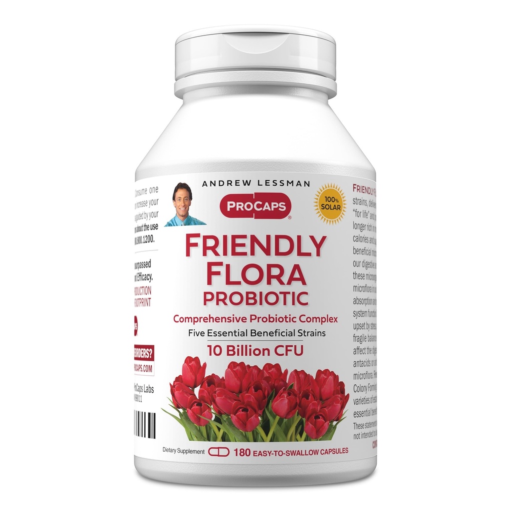ANDREW LESSMAN 친절한 Flora Probiotic 180 캡슐 - 10 억 CFU, 다섯 가지 프로바이오틱스 스트레인, 강력한 면역 및 소화 지원의 종합 혼합. 여성 또는 남성을위한 Probiotics