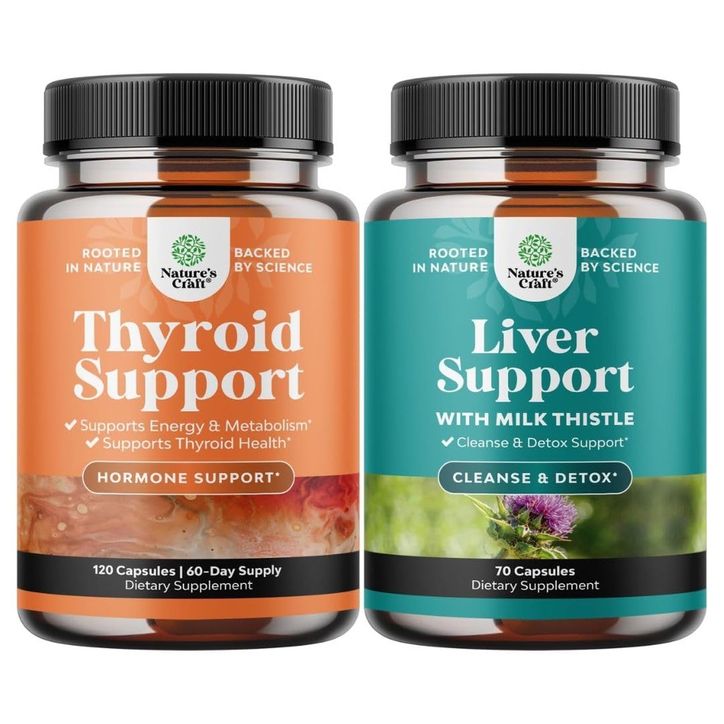 L Tyrosine Bladderwrack Selenium Pure Ashwagandha 및 Liver Cleanse Detox & Repair와 함께 초본 Thyroid Support Complex의 번들 - Dandelion Root Choline Beetroot & Artichoke Extract와 우유 이틀