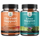 L Tyrosine Bladderwrack Selenium Pure Ashwagandha 및 Liver Cleanse Detox & Repair와 함께 초본 Thyroid Support Complex의 번들 - Dandelion Root Choline Beetroot & Artichoke Extract와 우유 이틀