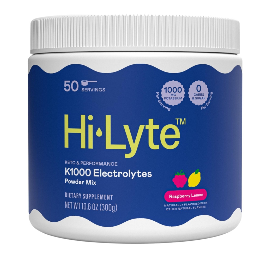 Hi-Lyte Keto K1000 Electrolyte Powder | 라즈베리 레몬 | 히습 보충 음료 믹스 | Boost Energy & Beat Leg Cramps | No Sugar, No Maltodextrin | 50 인분