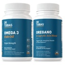 Tobias Omega 3 Fish Oil and Oregano & Caprylic Acid 보조 식품, 지원 심장, 뇌, Gut Flora Balance Complex 및 여성 및 남성을위한 Intestinal 건강