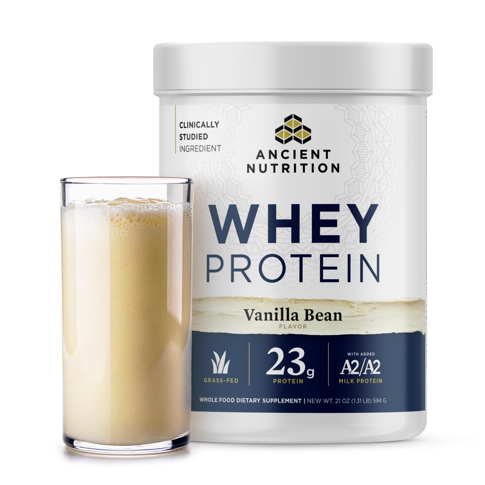 고대 영양 잔디 페더럴 익스프레스 Whey 단백질, 바닐라 콩, 23g 단백질, 20의 서빙, 가수분해된 교원질 펩티드, 유기 재생 A2/A2 우유 단백질