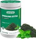 Land Art Organic Spirulina Extra Powder - Mint Flavoured - 100 % 순수 - 75 서빙 - 슈퍼 푸드 - 좋은 맛과 좋은 냄새 - 10 % 생체 활성 클로로필 - 산화 방지제의 강력한 소스