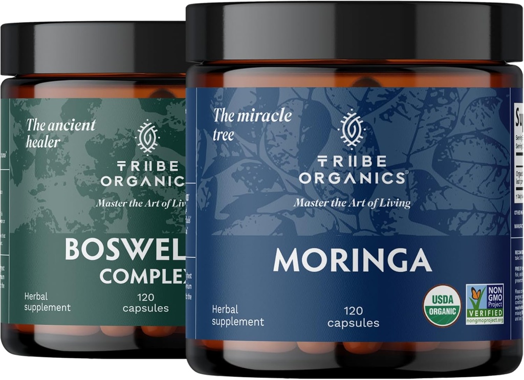 TRIBE ORGANICS Vitality Duo - Boswellia Complex - Moringa - 공동 지원, 근육 구호, 에너지, 체중 감소, 뇌 기능