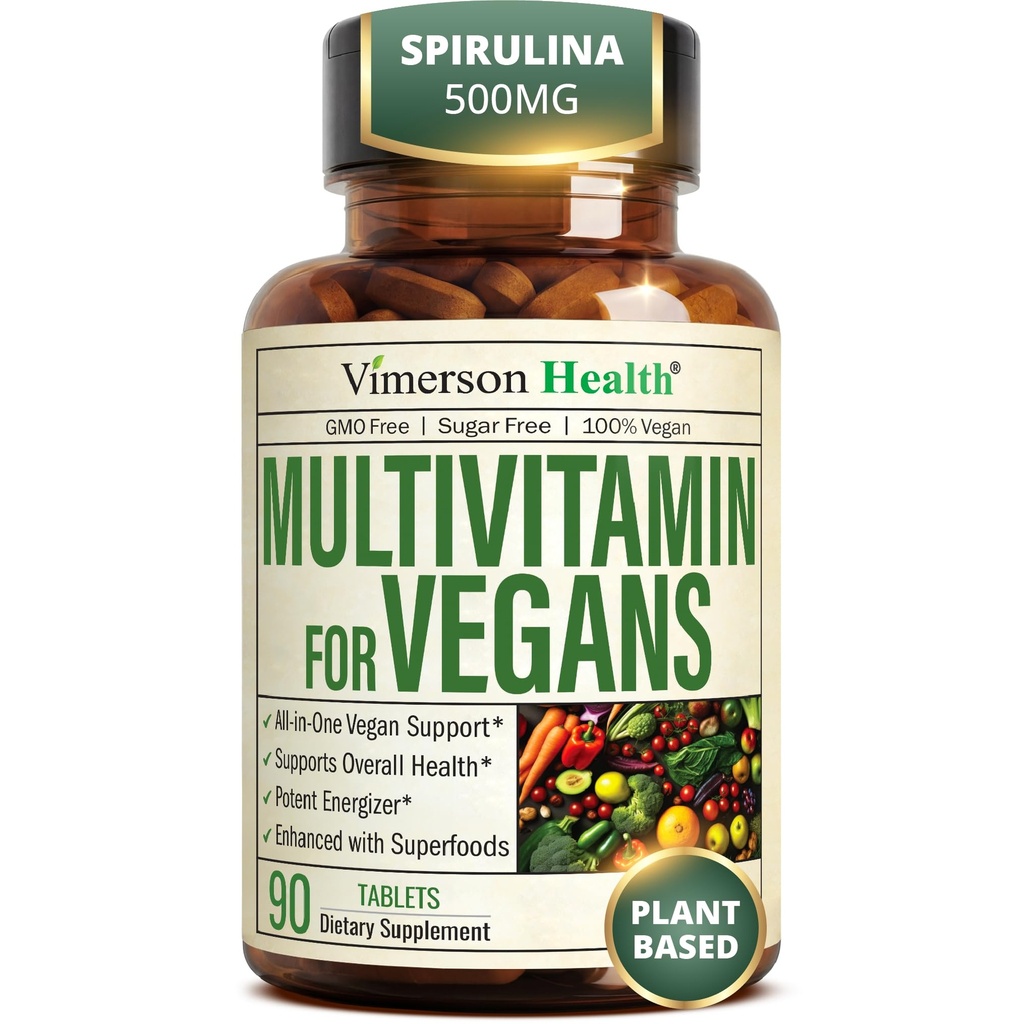 여성 및 남성을위한 Vegan Multivitamin - Essential Multivitamins & Multiminerals 90 정제 비타민 B12, A, D, C, 아연, 마그네슘 및 총 바디 웰니스에 대한 더 - 23 키 영양사 & 비타민