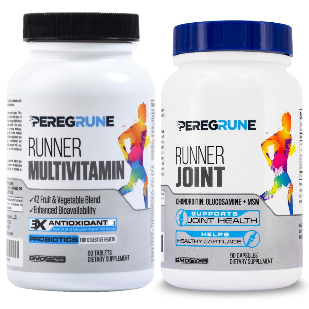 Runner Multivitamin & Joint Support Supplement - 산화 방지제, 비타민 B 복합체, 건강, 에너지, 내구시간, 회복을위한 Probiotics - 글루코사민 Chondroitin, MSM - GMP 실행 보조제