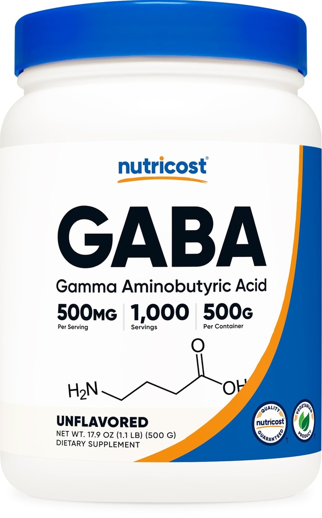 Nutricost 순수한 GABA 500G 분말 (Gamma Aminobutyric 산) (500 그램/1.1 파운드)