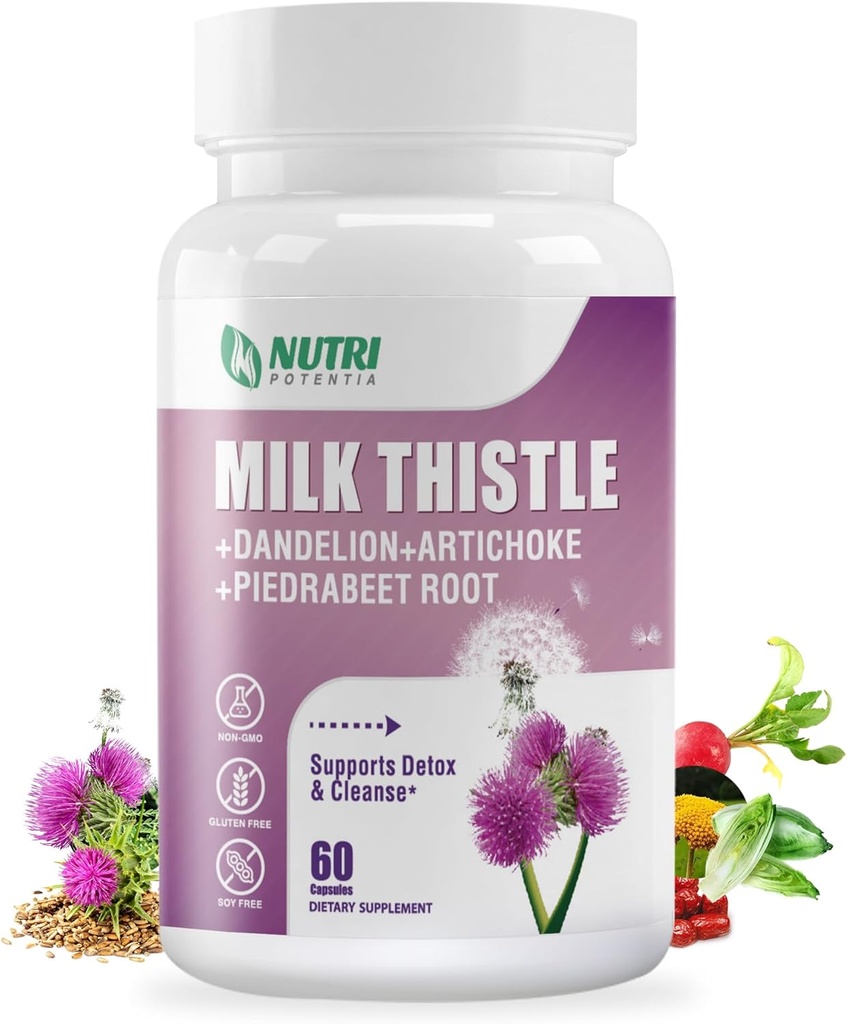 Dandelion 뿌리, Artichoke 추출물, 80% Silymarin을 가진 우유 이틀 보충교재 Liver Cleanse Detox & 수선 공식, 비 GMO - 60의 캡슐