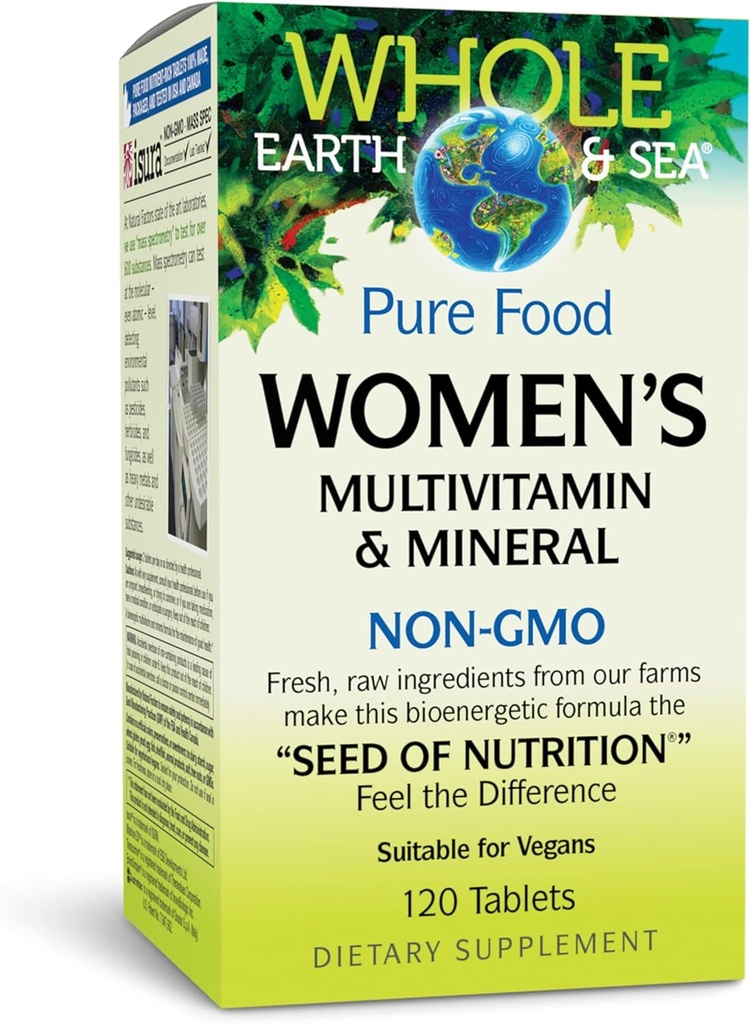 자연적인 요인 전체적인 지구 & 바다 여자 Multivitamin & 무기물, 전체적인 음식 보충교재, 채식주의자, 120의 정제