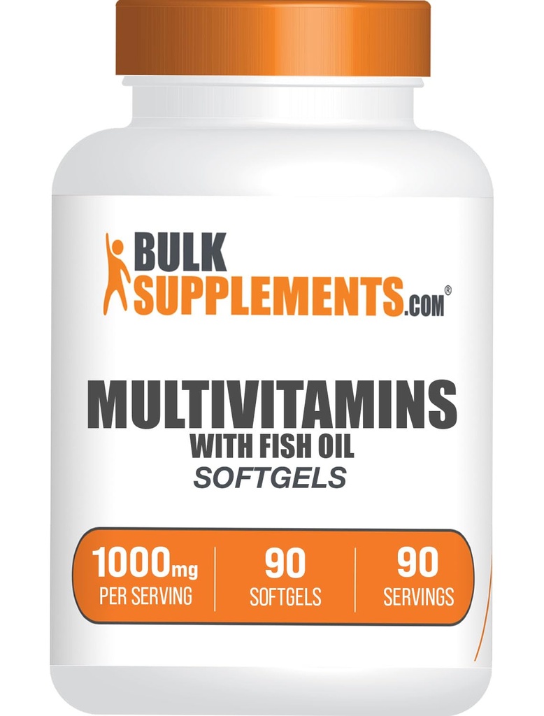 BulkSupplements.com Multivitamin Softgels - 매일 Multivitamin, Multimineral 보충교재, 물고기 기름을 가진 성인을 위해 - 글루텐 무료, 봉사 당 1 Softgel, 90의 조사 (1의 포장)