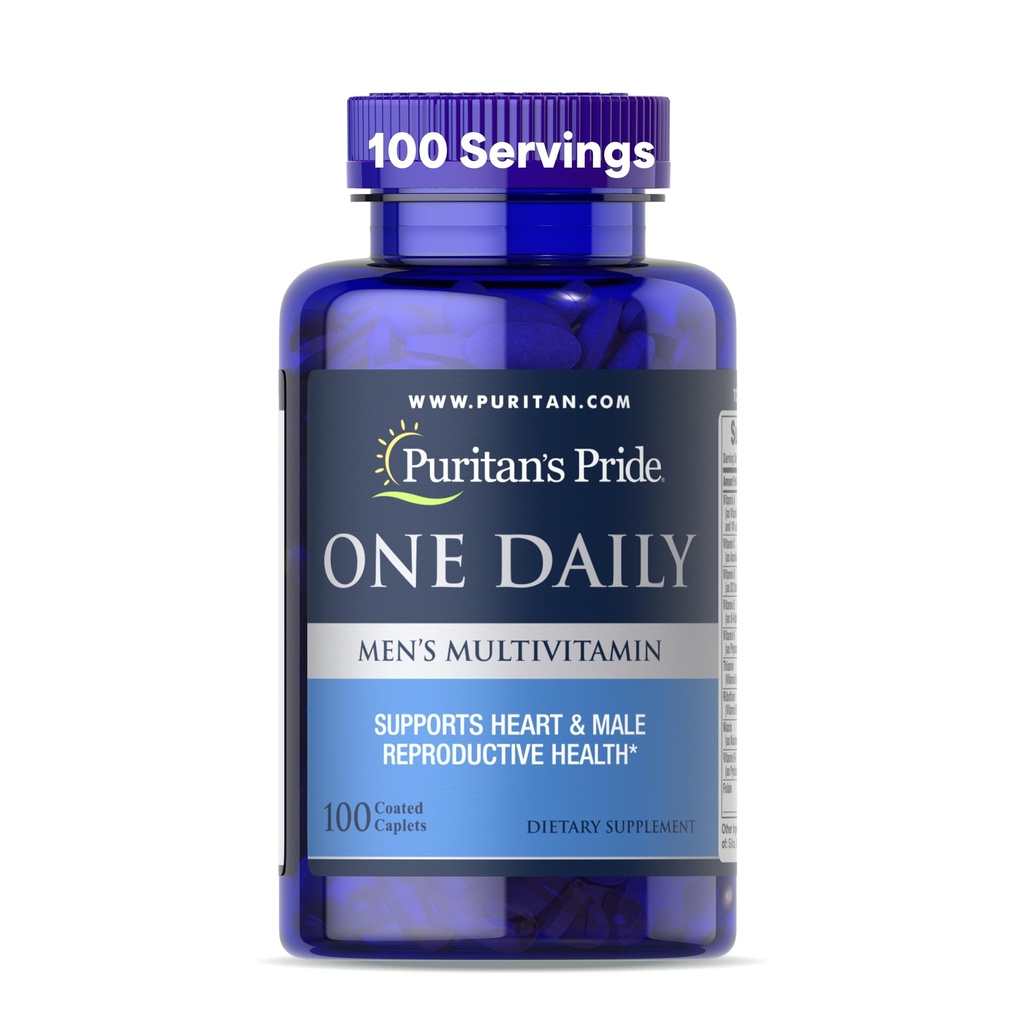 Puritan 's Pride One Daily Men's Multivitamin은 비타민 A, C, D, E 및 아연, 3 개월 공급, 100 카운트 *를 가진 심장 및 남성 생식 건강을 지원하는 다이어트 보충
