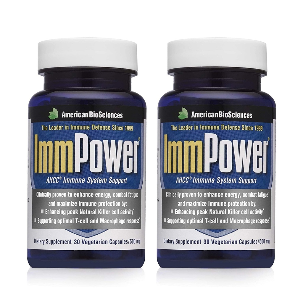American BioScience ImmPower | 강화된 면역 지원, 자연적인 킬러 세포 활동 & Cytokine 생산 | 30 채식 캡슐, 캡슐 (2 팩) 당 AHCC의 500mg