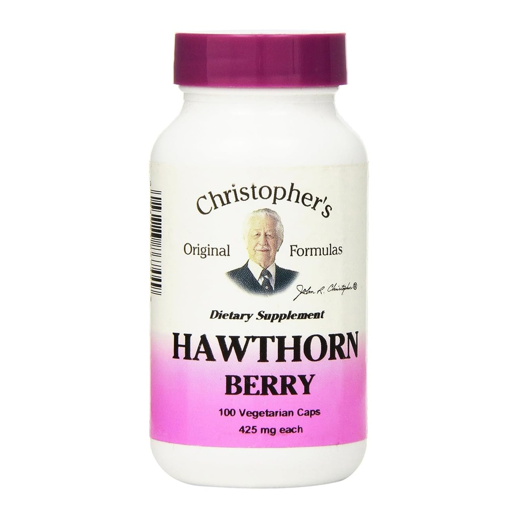 Christopher의 Original Formulas Hawthorn Berry 캡슐, 심장 및 심장 혈관 웰빙을위한 초본 보충, 100 캡슐