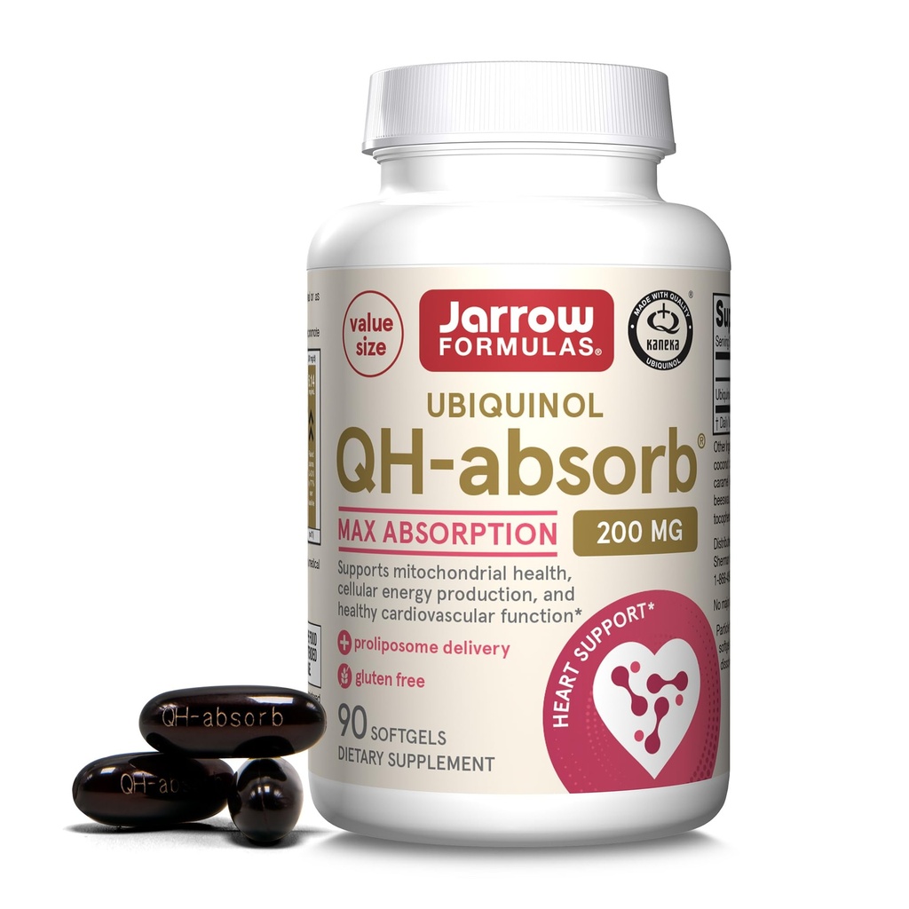 Jarrow 공식 QH-Absorb 200 mg - Co-Q10의 활동적인 산화 방지제 모양 - 규정식 보충교재 - 지원 Mitochondrial 에너지 생산 & 심장 혈관 건강 - 90 Softgels