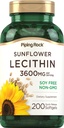 Piping Rock Sunflower Lecithin Softgel 캡슐 | 3600 mg | 200 Count | 인스파티딜린 | 소이 프리, 비 GMO, 글루텐 프리