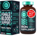 페놀 산을 가진 여자를 위한 철 보충교재 - 35 mg 혈액 건축업자 철 황산염, Folic 산 400 mcg - Anemia & 임신 지원을 가진 여자를 위한 철 알약 - 60 글루텐 자유로운, Vegan 철 비타민 정제
