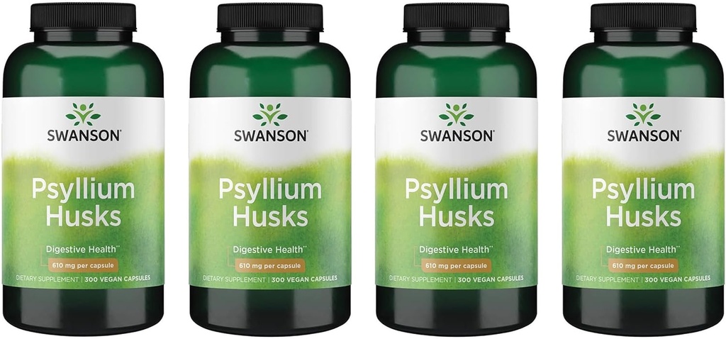 Swanson Psyllium Husk 규정식 섬유 보충 610 mg 300 캡슐 - (4 팩)