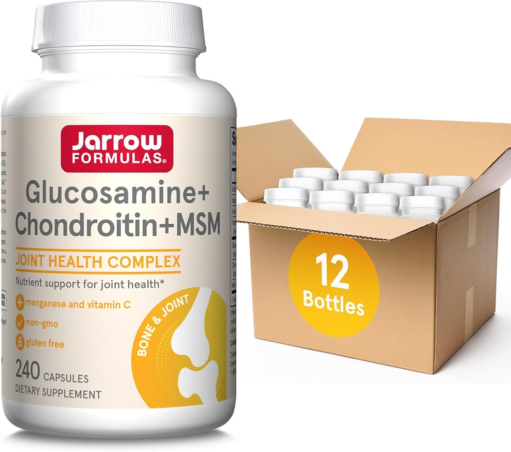 Jarrow Formulas Glucosamine + Chondroitin + MSM 캡슐, 비타민 C 및 망간, 240 캡슐, 60 일 공급, 12 팩