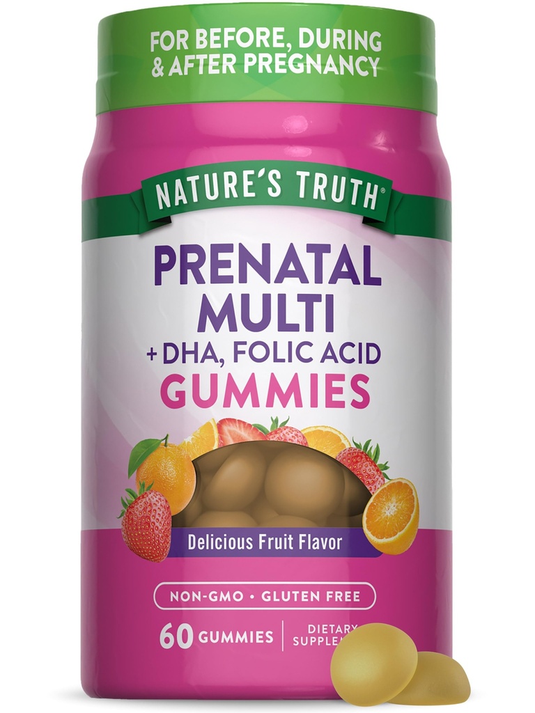 자연의 진리 전염 멀티비타민 구미 | DHA & Folic Acid | 60 Count | 과일 풍미 | Non-GMO & 글루텐 무료 보충