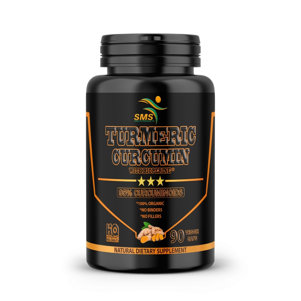 검은 후추 1,500mg을 가진 심황 쿠르쿠민 | 90 Veggie 캡슐 | 95%의 표준화된 쿠르쿠민이드 및 생과자 | 비 GMO, 글루텐 프리