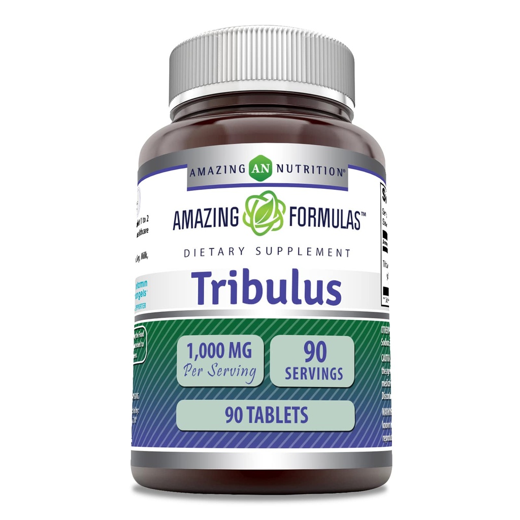 Amazing Formulas Tribulus Extract 1000 Mg 보충교재 | 정제 | Non-GMO | 글루텐 프리 | 미국제 (1 팩 | 90 개)