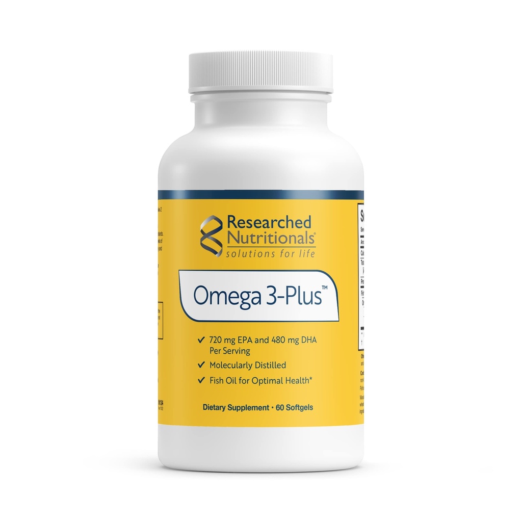 연구 영양 Omega-3 플러스 물고기 기름 - EPA DHA Omega 3는 심장 혈관 & 뇌 건강을 지원하기 위하여 보충 - 순수성 & 안전 (60 Softgels)를 위해 증류된 분자로