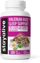 STAY ALIVE Valerian 뿌리 캡슐, 8-in-1 추출물 w/Melatonin, 열정 꽃, L-Theanine, 레몬 발름, 홉스 꽃, Chamomile & GABA, 120 Valerian 알약, 비 GMO & 글루텐 자유로운 자연적인 수면 보충교재