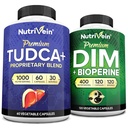 Nutrivein 프리미엄 TUDCA 및 DIM 보충 번들 : Detox, Balance 및 Well-Being을위한 높은 흡수 TUDCA 보충 및 DIM