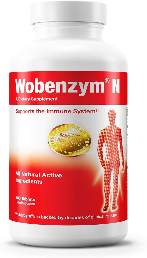 Douglas Laboratories Wobenzym N - Authentic German Supplement - 체계적인 효소 - 면역 체계와 합동 건강을 위해 * - Papain와 더불어, Rutin & Bromelain - 100개의 Enteric 입히는 정제