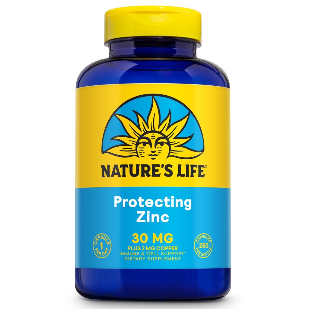 자연의 생활 아연 Picolinate 구리의 2mg 플러스 30mg - Immune, 심장 혈관, 피부, 세포 기능 및 근육 지원을위한 킬레이트 아연 보충 - 60 일 보증 - 250 서빙, 250 캡슐