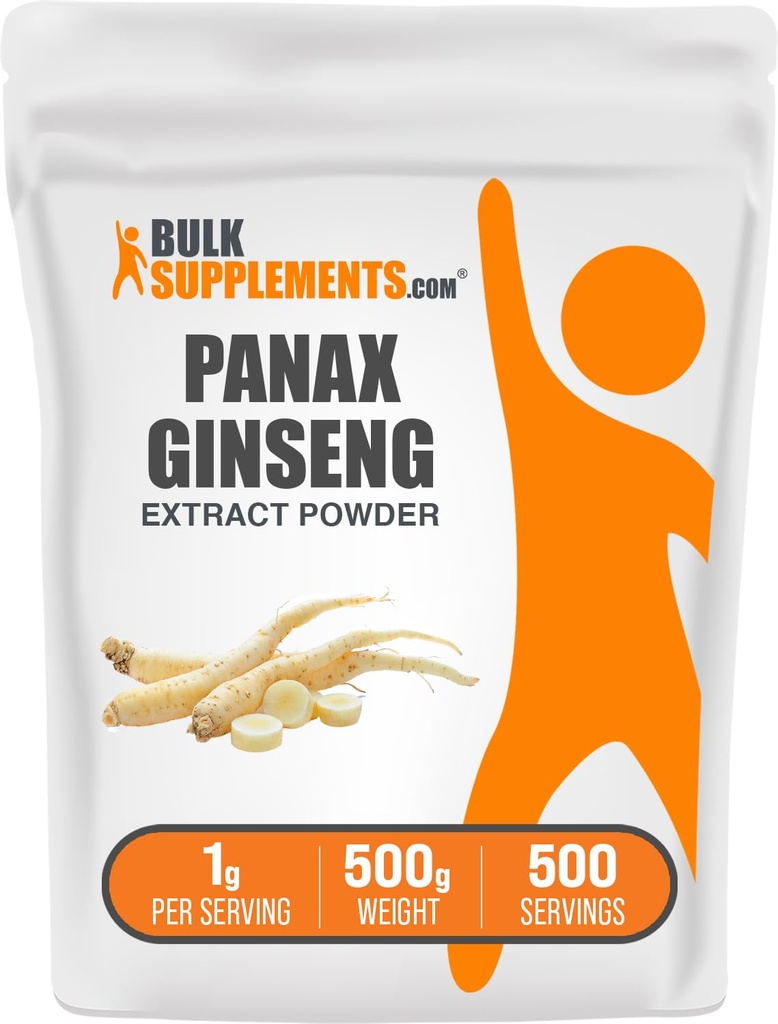 BulkSupplements.com 인삼 뿌리 추출물 분말 - Panax 인삼 보충, 초본 보충 - Vegan & 글루텐 무료, 서빙 당 1g, 500g (1.1 파운드) (팩 1)