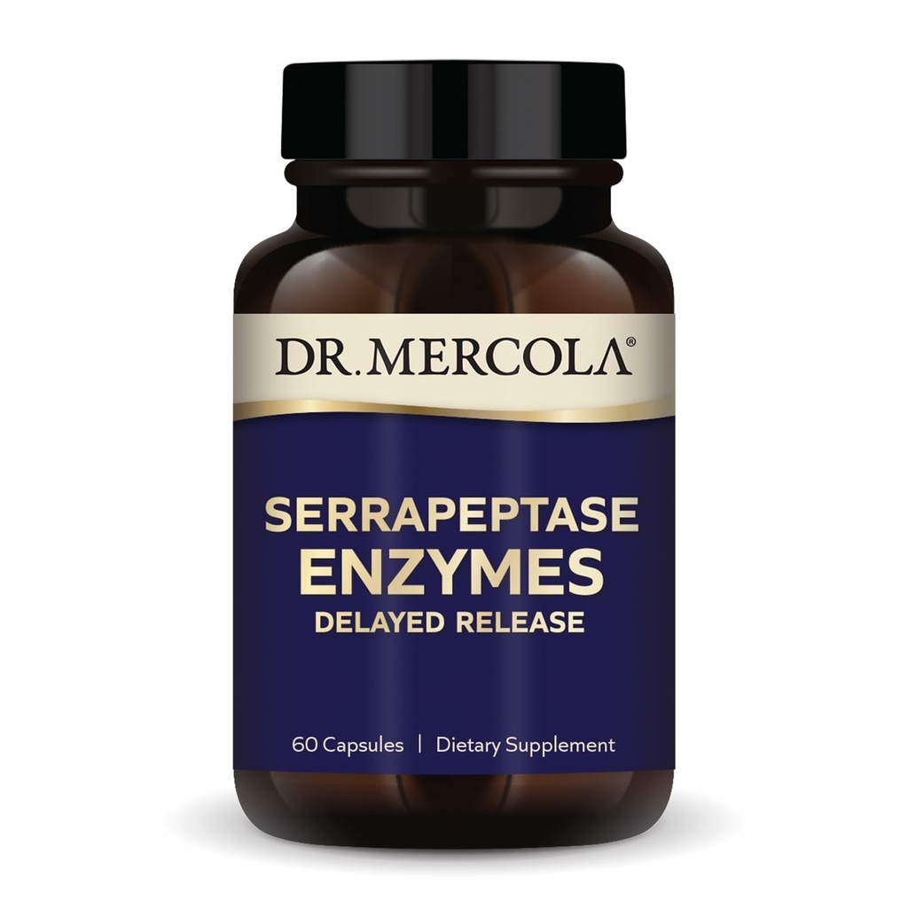 Mercola Serrapeptase 효소 박사 - 건강한 세포 기능 지원 - 지연 방출 - 비 GMO, 글루텐 자유로운 & Soy 자유로운 - 60의 캡슐