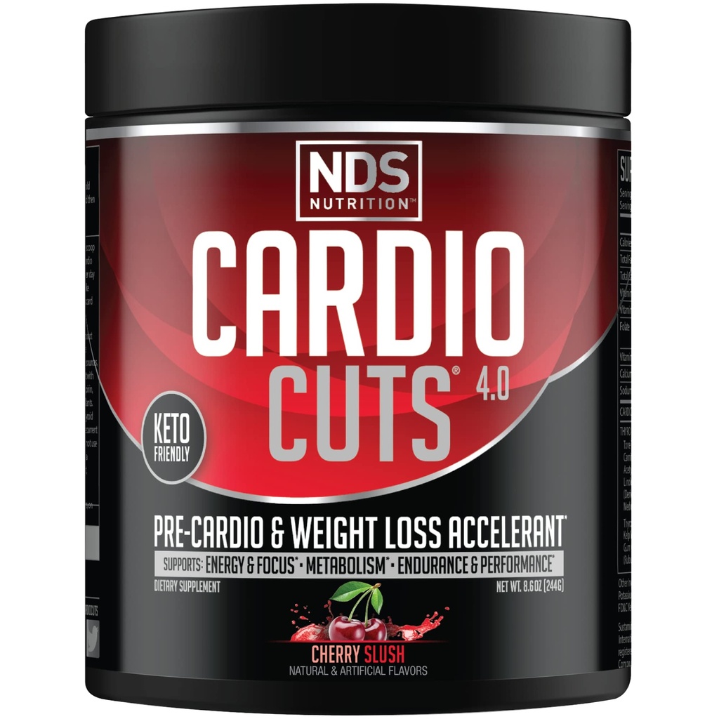 NDS Nutrition 4.0 Pre Workout Supplement - L-Carnitine, CLA, MCT, L-Glutamine 및 Safflower Oil - Cherry Slush (40 인분)이있는 고급 체중 감량 및 Pre Cardio 공식