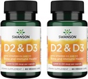 Swanson Vitamin D Complex 비타민 D2 & D3 - 뼈, 치과 및 면역 건강을위한 완벽한 선샤인 비타민 복합체 - 비타민 보충 (50 mcg, 60 Veggie 캡슐) (2 팩)