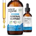 긍정 전망을위한 야생 & 유기 광고 지원 공 - Ashwagandha, Rhodiola Rosea Root와 Adrenal Complex - 1 개월 공급 - Vegan, No Sugar & Alcohol - 2 fl oz