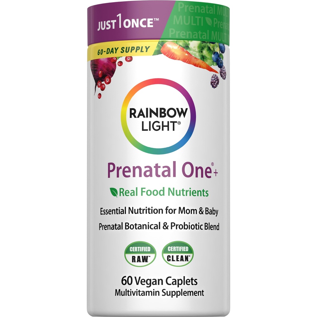 Rainbow Light High-Potency Prenatal One Multivitamin, Prenatal Health Multivitamin 지원 엄마의 건강과 아기의 발달, 비타민 C, Vegan, 60 조사