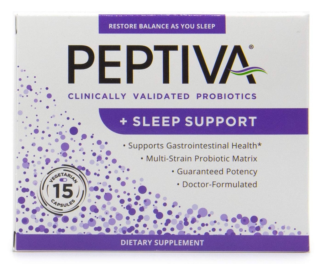 Peptiva 26 억 CFU Probiotic 및 수면 지원 - 임상 검증 된 멀티 스트레인 프로 바이오 틱 - Lactobacillus 및 Bifidobacterium, Melatonin - 15 카운트