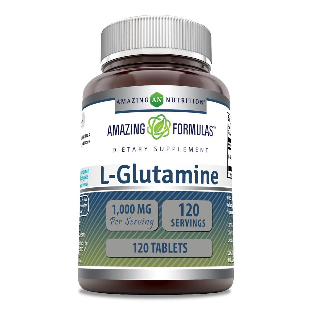 Amazing Formulas L 글루타민 1000 Mg 정제 | 남성용 아미노산 보충 | 비 GMO | 글루텐 프리 | 미국에서 제작 | (1 팩, 120 개)