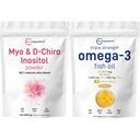 마이크로 성분 Omega-3 물고기 기름 4,200 mg Softgels & Myo & D-Chiro Inositol 분말 뭉치 2 팩 | 야생 잡힌 물고기, 레몬 맛, Burpless | 여성용 Inositol 보충교재