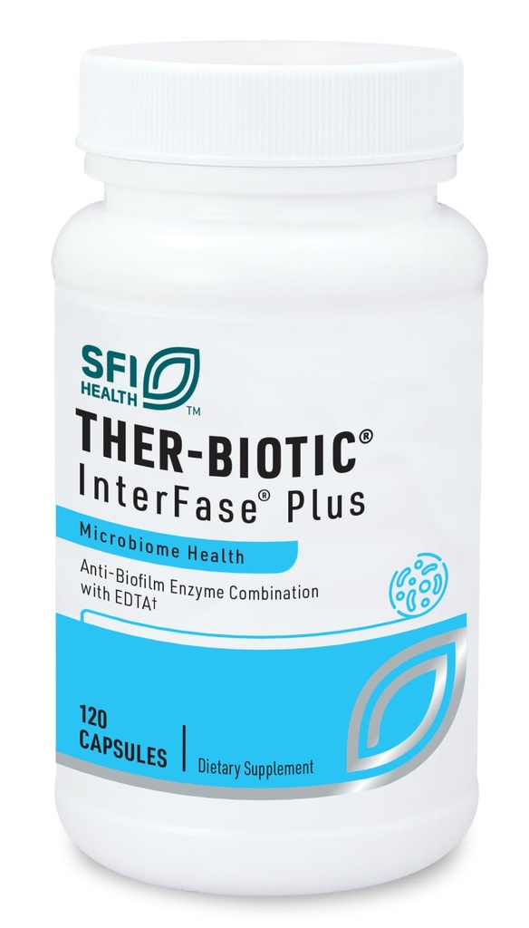 SFI 건강 Klaire Labs Ther-Biotic Interfase Plus - EDTA와 안티 바이오필름 효소는 Gut Flora, Toxin Cleanse & Full Body Detox를 지원합니다. Biofilm Matrix Disruption (120 캡슐)