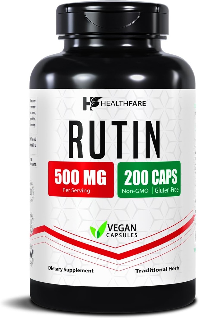Healthfare Rutin 보충교재 500mg | 200 Vegan 캡슐 | 자연적인 Bioflavonoid 공식 | 여분 힘 산화 방지제 지원 | Non-GMO, 글루텐 자유로운 | 미국에서 만드는