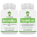 VitaMonk MatchaMax Matcha 캡슐 & L-Theanine 400mg - 에너지와 강화 초점 뭉치