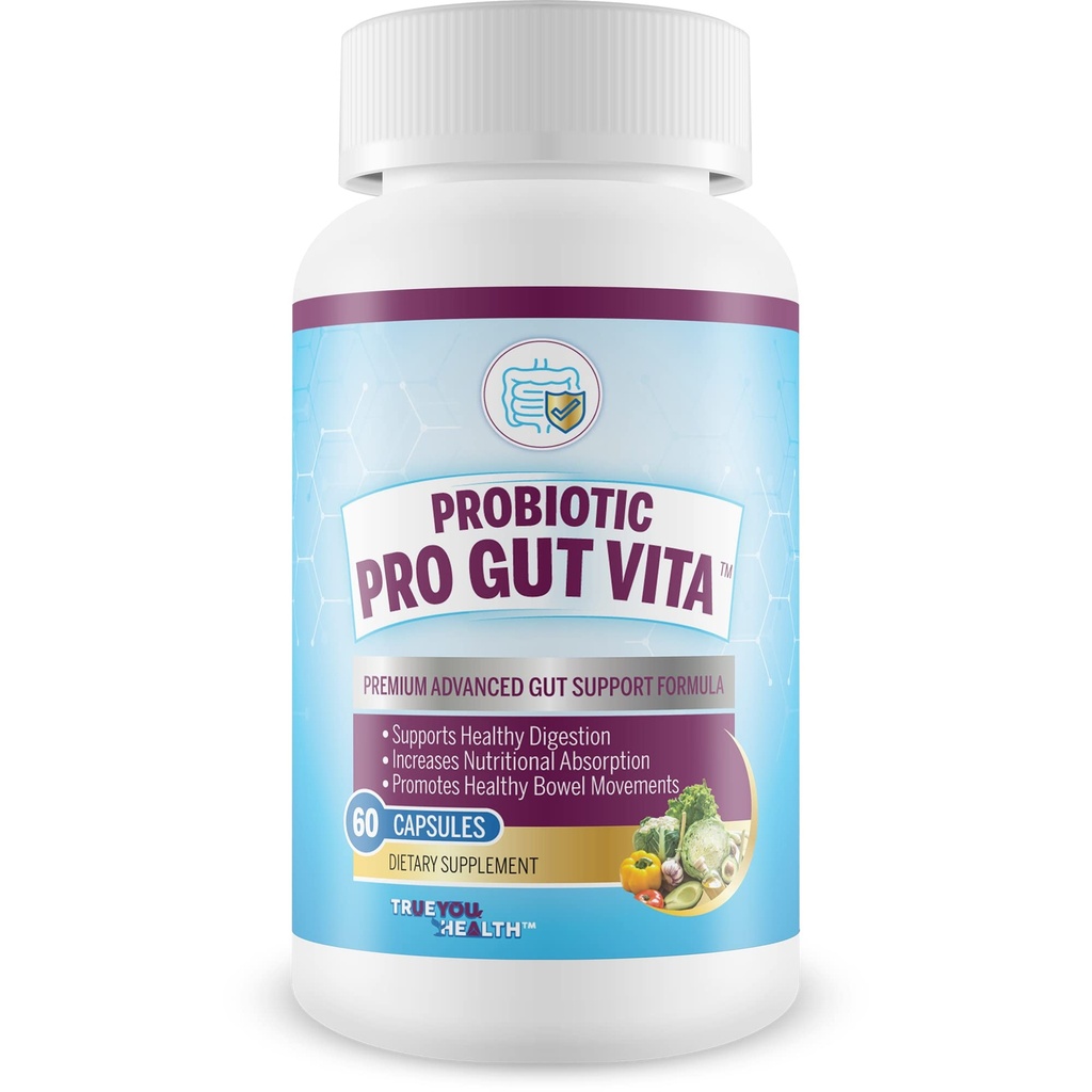 Probiotic Pro Gut Vita - Gut Health Support Probiotic & Vitamin Formula - 건강한 소화, 영양 흡수, Bowel Movement - 추가 건강 혜택을위한 Gut Microbiome을 개선하는 데 도움이됩니다.