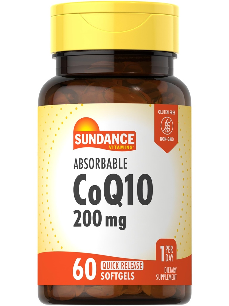 Sundance CoQ10 200mg Softgels | 60 개 | 흑퍼 추출물 | Non-GMO & 글루텐 무료 보충
