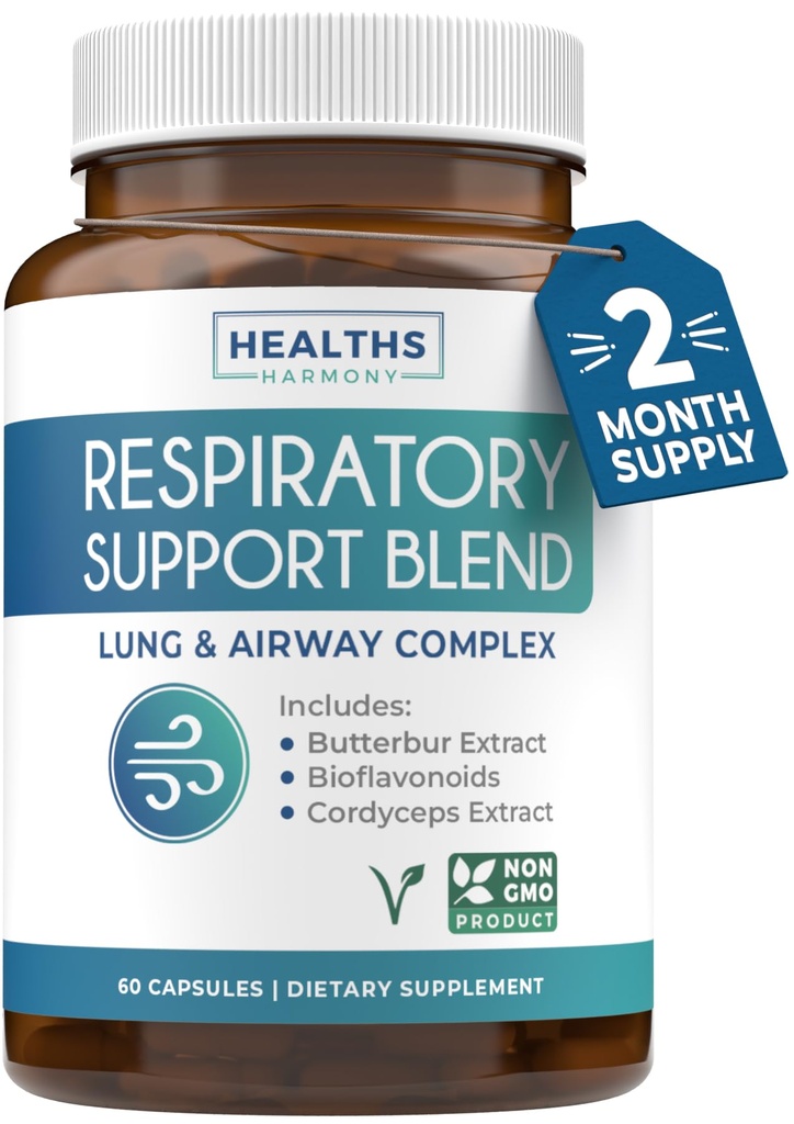 호흡 덩굴 건강 보충교재 - Invigorating Lung 지원 보충교재 도움 지원 명확한 기도 Mucus 제거 및 계절 또는 년 둥근 Detox - Vegan 초본 비 GMO 공식 (2 달 공급)